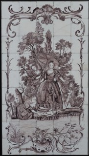 tile manufacturer Schiedamsedijk, I. Aalmis, Tile panel Findings of Moses, tile picture ceramic earthenware glaze tin glaze