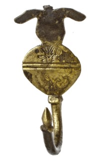 Brass coat with brand On the front, hook fastener bottomfound brass metal, cast brass coat hook Curve hook with point above