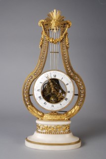Jean-Simon Bourdier, died 1839, Clock in which the timepiece forms the weight of the pendulum, on an oval white marble base