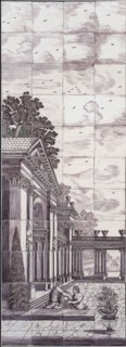 tile manufacturer: Aalmis, Purple tile picture, classicist building with many columns and pilasters, tile picture material