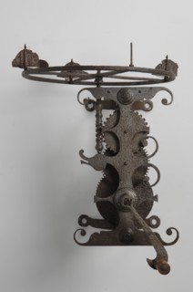 Wrought iron roasting spit, roasting spit equipment iron, Rotterdam country house De Heuvel kitchen roasting