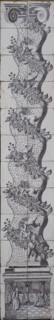 Aalmis, Purple tile pilaster, column wound with branch on which angels, on pedestal of column: Paul freed by an angel, tile