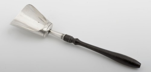 Silver sugar spoon From Erkentenis with brown wooden handle, sugar scoop spoon equipment silver wood, engraved Hollow scoop