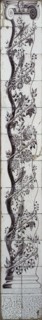 Tile pilaster with marbled column in manganese, vines and birds, tile pilaster visual material ceramic earthenware glaze tin