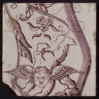 tile pilaster footage fragment ceramic earthenware glaze, baked 2x glazed painted Five tiles of tile pellet of one width