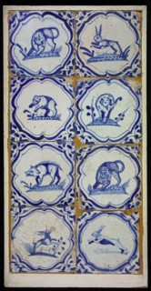 Tile field, eight tiles, braces with elephant, corner motif, wing leaf, tiled field wall tile tile sculpture ceramic earthenware