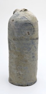 Stoneware mineral water pitcher, cylindrical with round shoulder, sausage ear and short neck, mineral water pitcher jar product
