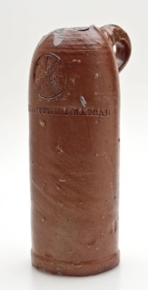 Stoneware mineral pitcher, cylindrical with round shoulder, sausage ear and short neck, mineral water pitcher jar product