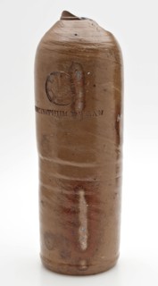Stoneware mineral pitcher, cylindrical with round shoulder, sausage ear and short neck, mineral water pitcher jar product