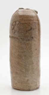 Stoneware mineral water pitcher, cylindrical with round shoulder, sausage ear and short neck, mineral water pitcher jar product