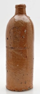 Stoneware mineral pitcher, cylindrical with round shoulder, sausage ear and short neck, mineral water pitcher jar product