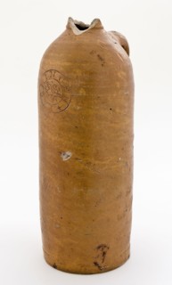 Stoneware mineral water pitcher, cylindrical with round shoulder, sausage ear and short neck, mineral water pitcher jar product