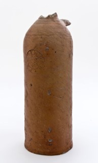 Stoneware mineral water pitcher, cylindrical with round shoulder, sausage ear and short neck, mineral water pitcher jar product