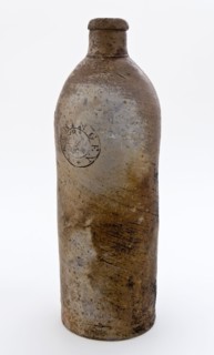 Stoneware mineral pitcher, cylindrical with round shoulder, sausage ear and short neck, mineral water pitcher jar product