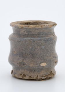 Pottery ointment jar, cylindrical with three nests, glazed gray-blue, ointment jar pot holder soil find ceramic earthenware