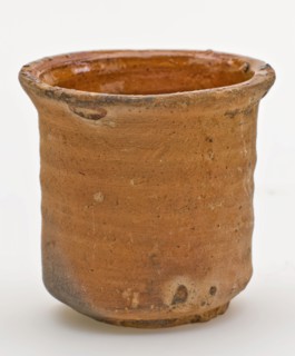 Pottery ointment jar, cylindrical, red shard, internally glazed, ointment jar pot holder soil found ceramic earthenware glaze