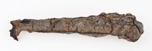Blade of table knife from the clay, has knife cutlery ground find iron wood metal, archeology Rotterdam City Triangle