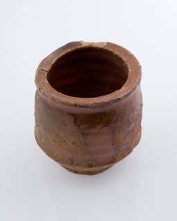 Pottery ointment jar, double conical in shape with low belly, red shard, ointment jar pot holder soil find ceramic earthenware