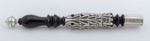 Ebony handle of Alex conducting rod. W.. Heijblom, with silver spacers, dirigstok musical instrument soundtrack stick souvenir