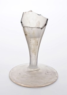 Foot fragment goblet or flute glass, stem facet cut to seven planes, flute glass drinking glass drinkware tableware holder soil