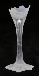Fragment of goblet with slender trunk, in which long air bubble, pontilemark, drinking glass drinking utensils tableware holder