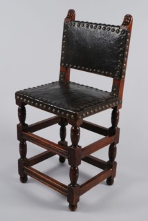 Cherry wood renaissance chair, chair furniture interior design wood cherry wood leather metal, Twisted legs and double lines