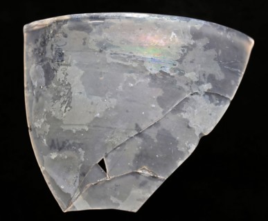 Fourteen fragments of cup or chalice glasses, smooth wall and edge fragments, beaker drinking glass drinking utensils tableware