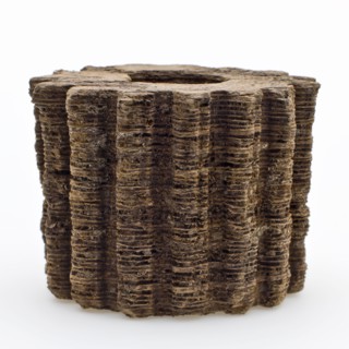 Wooden gear from drive of mill, gear part soil find wood, sawn drilled Wood gear from drive or transmission of grinder