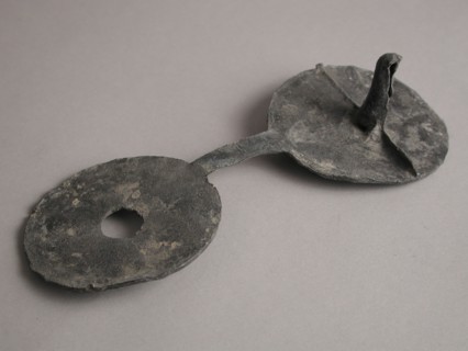 Cloth lead, unused, sheeting quality seal ground find lead metal, Cloth bob unused and thus opened with four circles possible
