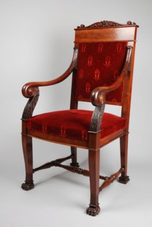Mahogany armchair in late Empire style, armchair seat seating furniture interior furniture wood mahogany oak velvet, Council