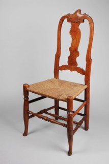 Straight cherry rococo chair, chair furniture furniture interior design wood cherry wood trim, braided piping seat asymmetrical