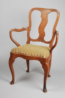 Ivory wooden rococo armchair, armchair chair furniture furniture interior design wood elm wood velor, Armrests also covered