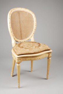 Cream-white Louis Seize medallion chair, medallion chair straight chair chair furniture furniture interior design wood elm wood