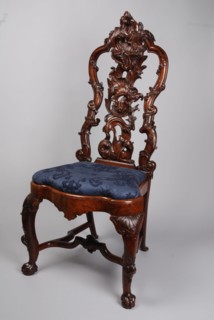 joiner, Rococo chair with sea monster and ramskop in the backrest, chair furniture furniture interior design wood walnut elmwood