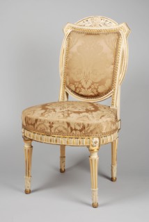 White painted, partly gilded Louis Seize chair, chair furniture furniture interior design wood beech lacquer gold leaf silk