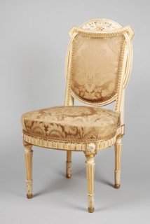 White painted, partly gilded Louis Seize chair, chair furniture furniture interior design wood beech lacquer gold leaf silk