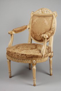 White painted, partly gilded Louis Seize armchair, armchair chair seating furniture interior interior design wood beechwood