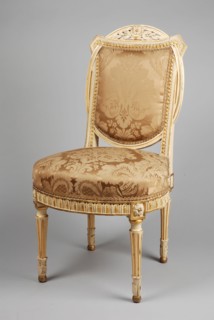 White painted, partly gilded Louis Seize chair, chair furniture furniture interior design wood beech lacquer gold leaf silk