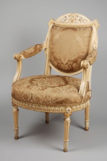 White painted, partly gilded Louis Seize armchair, armchair chair seating furniture interior interior design wood beechwood