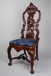 joiner, Rococo chair with bird and horse in the backrest, chair furniture furniture interior design wood walnut elmwood burr