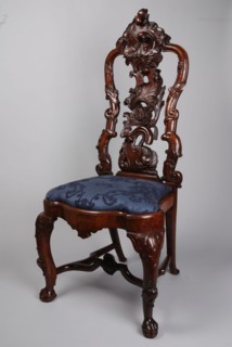 joiner, Rococo chair with horse and bird in the backrest, chair furniture furniture interior design wood walnut elmwood burr
