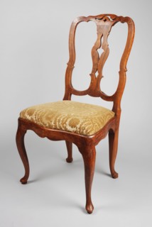 Straight elm wood rococo chair, chair furniture furniture interior design wood elm wood textile, Openwork backrest modern green