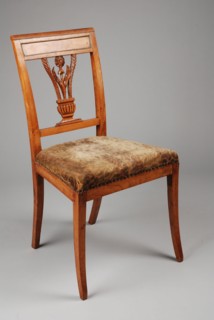 Eggshade Louis Seize straight chair, straight-seat chair furniture furniture interior design wood elmwood brass velvet