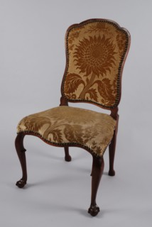 Mahogany rococo chair, upright chair seat furniture furniture interior design wood mahogany velvet brass, Bolkow legs and green