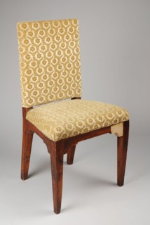 Simple elm wood straight chair, upright chair seat furniture furniture interior design wood elmwood velvet, Moss green velor