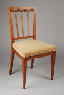 Egg-wood Louis Seize chair, chair furniture furniture interior design wood elm wood velor, Three bars in the back above garlands