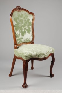 Mahogany rococo chair, chair seating furniture interior furniture wood mahogany velvet, Seat and backrest covered with light