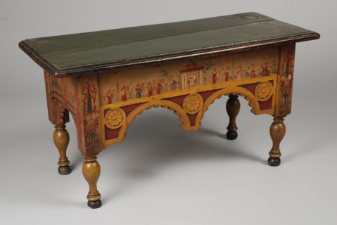 Oak bed, sofa furniture furniture interior design wood oak wood paint textiles 42,0, Twisted legs and bows in bottom polychrome
