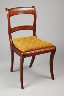 Mahogany Biedermeier chair, chair seating furniture furniture interior design wood mahogany velvet, Veneered hood and scallop