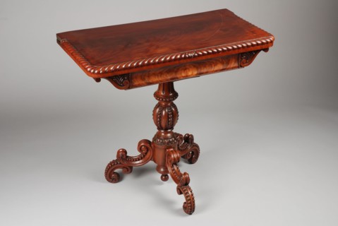 neo baroque game table, game table table furniture interior design wood mahogany oak wool iron, Pressure worked column